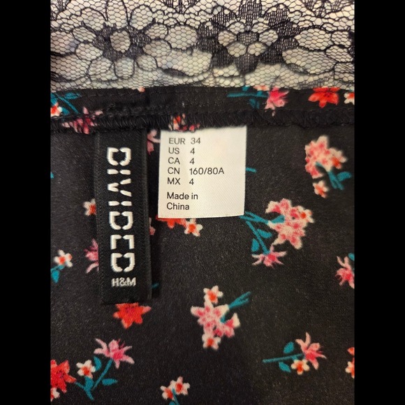 H&M Sz 4 (S) Floral Slip Dress Lace - Picture 7 of 8
